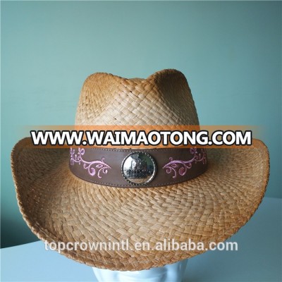 RF51 Good Quality Embroidery Raffia Straw Hat